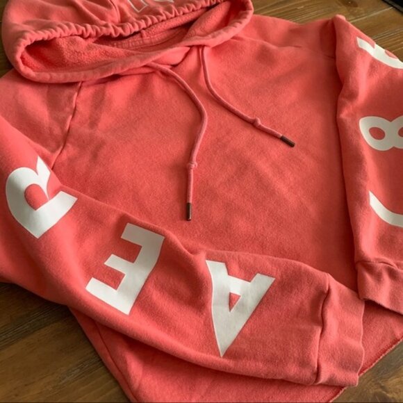 𝅺aeropostale Cropped Pink Hoodie Sweatshirt. M - Picture 6 of 6